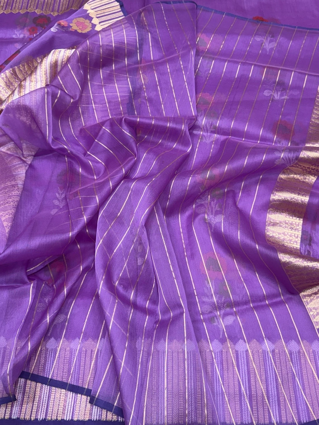 Lavender Handwoven Pure Organza Jamdani Saree