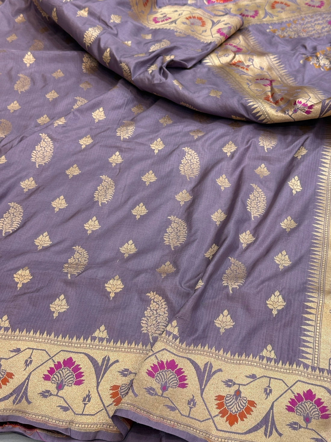 Dusty Lavender Pure Banarasi Paithni Border Saree