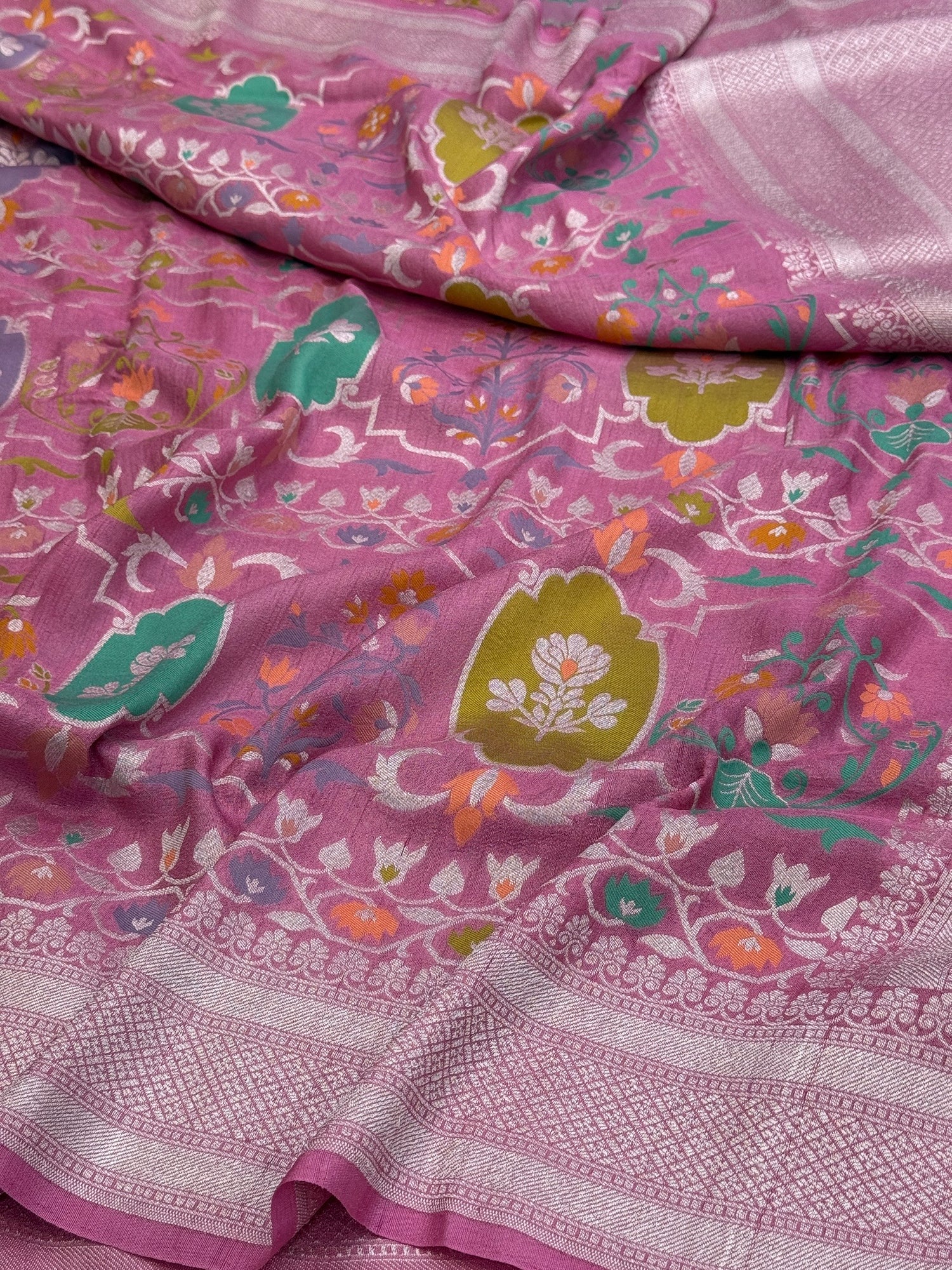 Gajiri Pink Banarasi Pure Tussar Georgette Saree