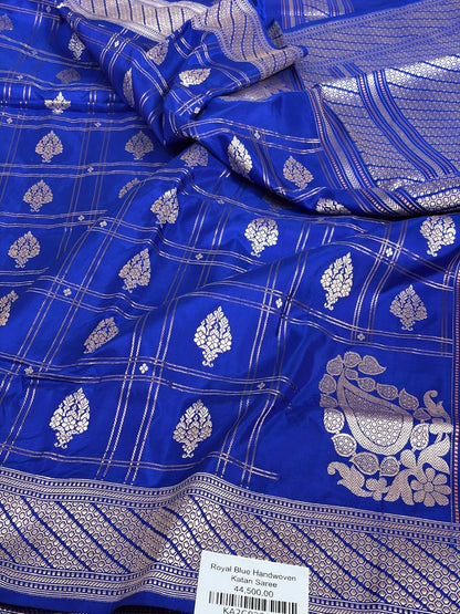 Royal Blue Handwoven Pure Banarasi Katan Silk Saree