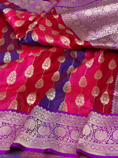Purple Banarasi Pure Silk Rangkaat  Saree
