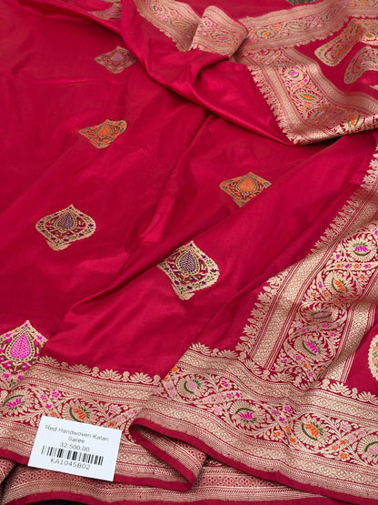 Red Handwoven Pure Banarasi Silk Saree