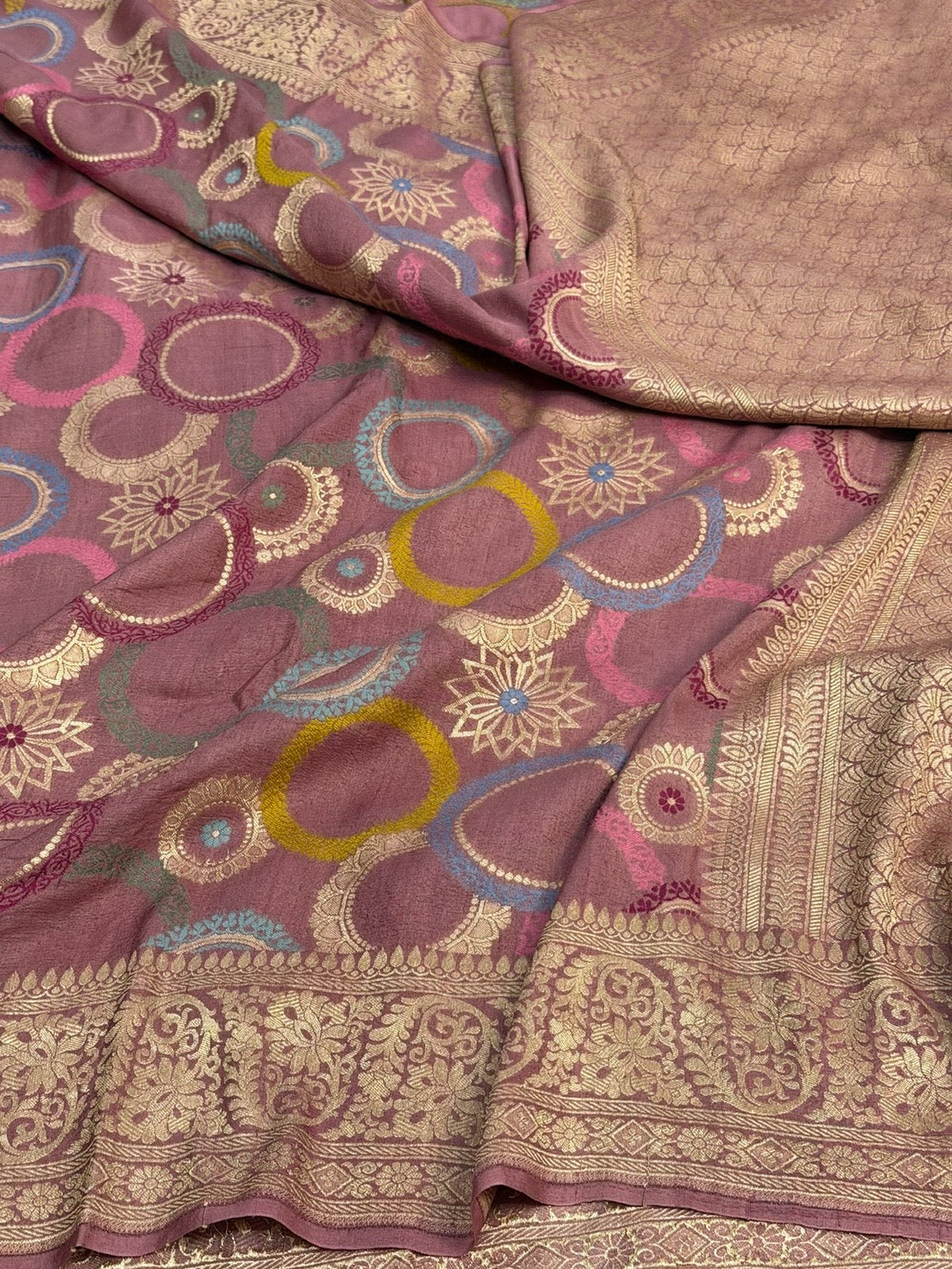 Gajiri Pink Banarasi Pure Tussar Georgette Saree