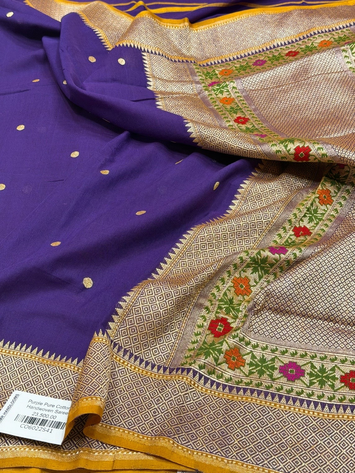 Purple Handwoven Banarasi Pure Cotton Saree