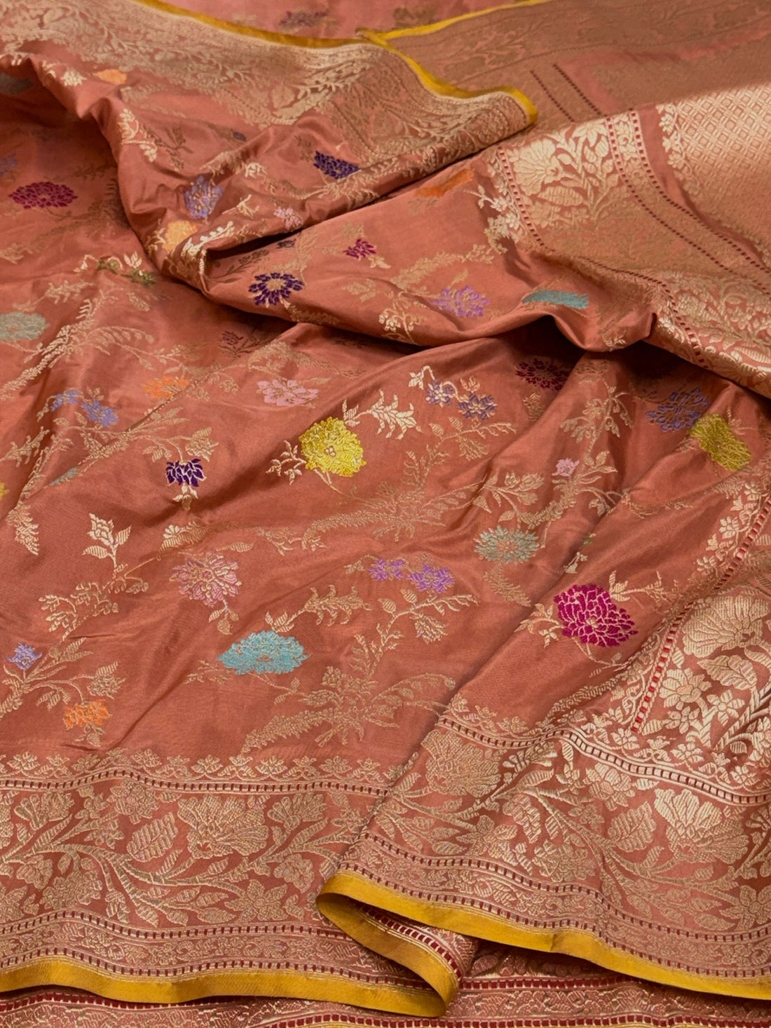Peach Handwoven Banarasi Pure Katan Silk Saree
