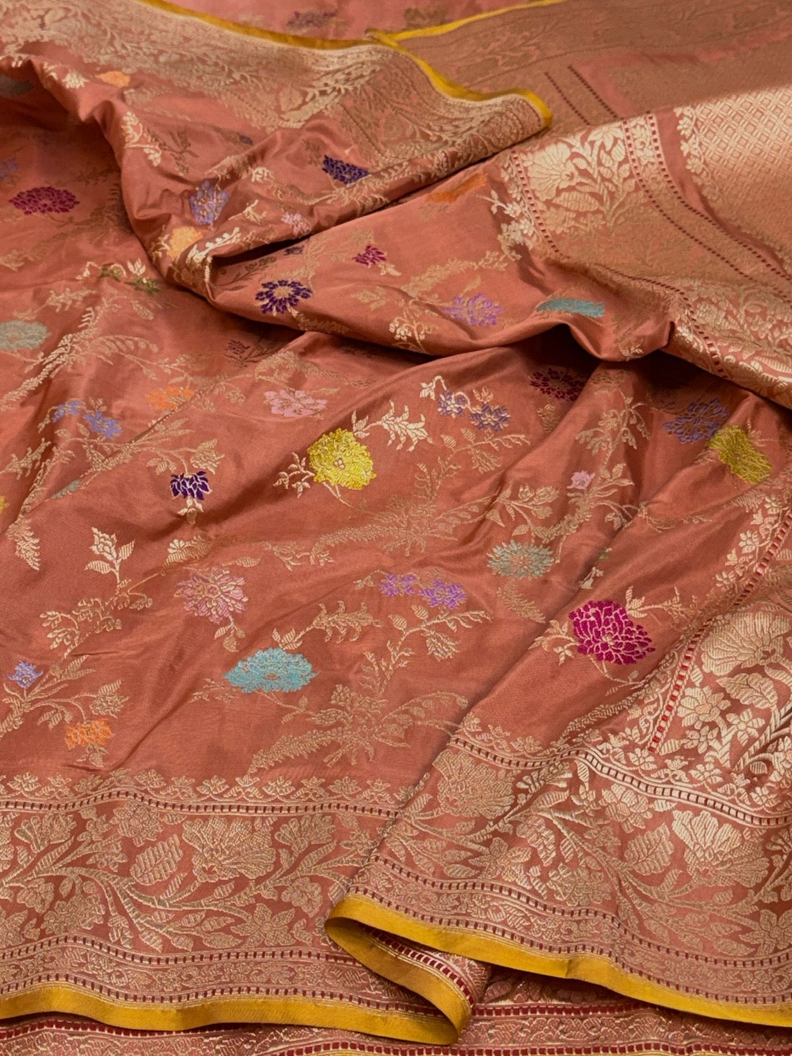 Peach Handwoven Banarasi Pure Katan Silk Saree