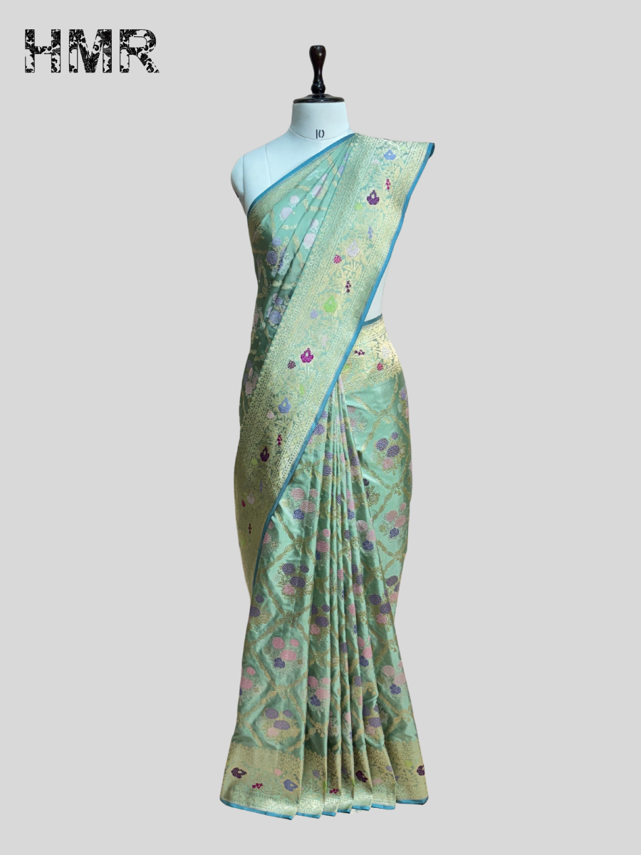 Sage Green Handwoven Pure Banarasi Silk Saree