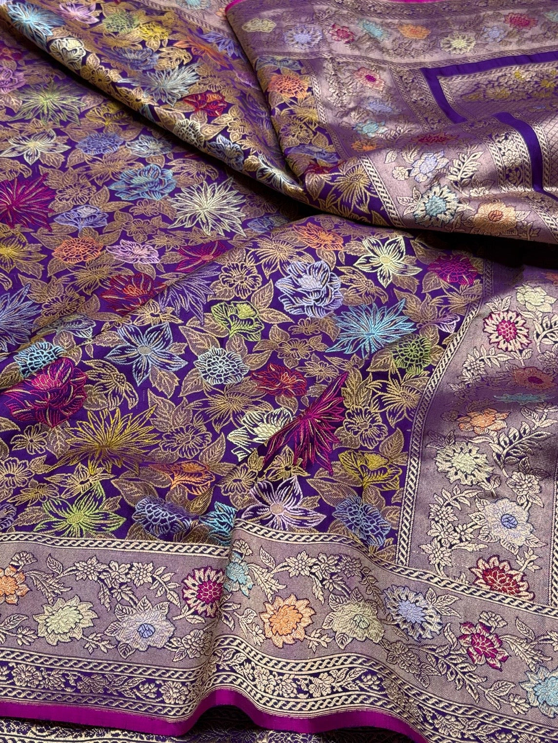 Purple Handwoven Pure Banarasi Silk Saree