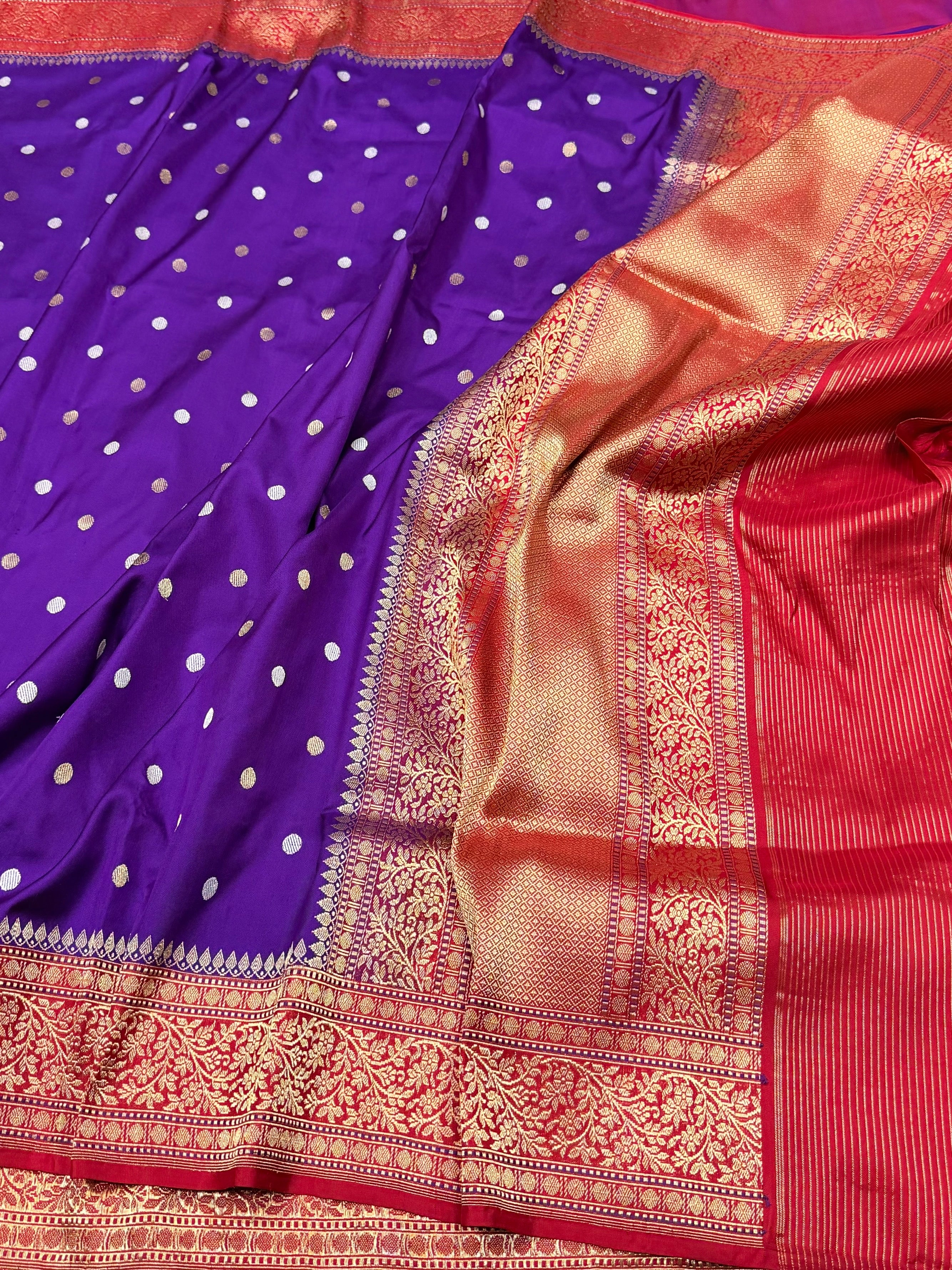 Purple Handwoven Banarasi Ektara Pure Silk Saree