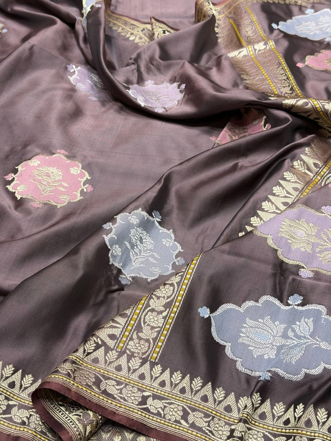 Brown Handwoven Pure Banarasi Ektara Silk Saree