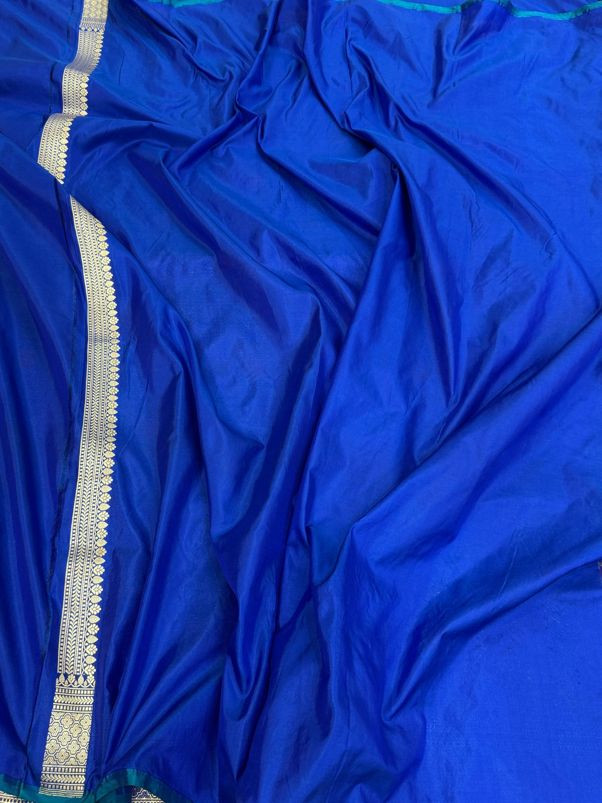 Royal Blue Handwoven Pure Katan Silk Banarasi Kimkhab  Brocade Saree