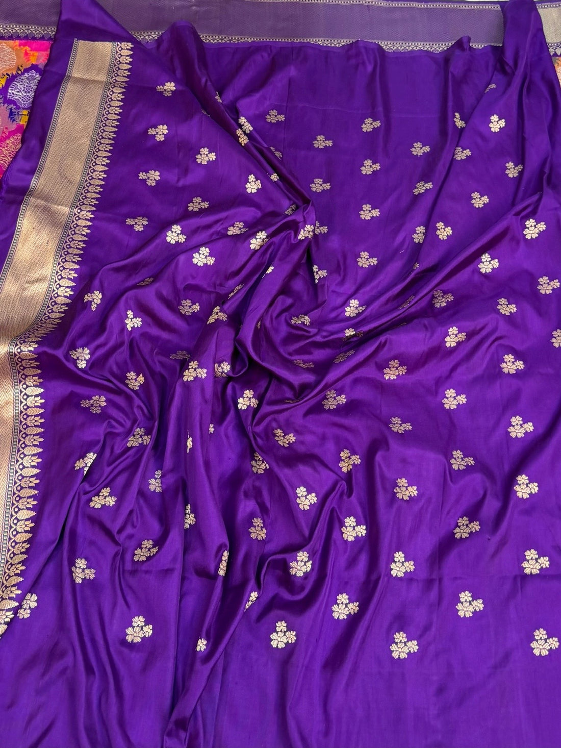 Purple Handwoven Pure Banarasi Rangkaat Silk Saree