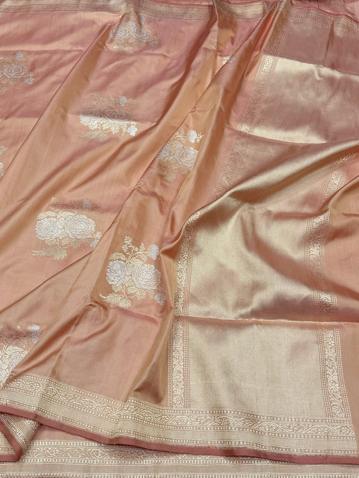 Peach Ektara Handwoven Pure Silk Banarasi Saree