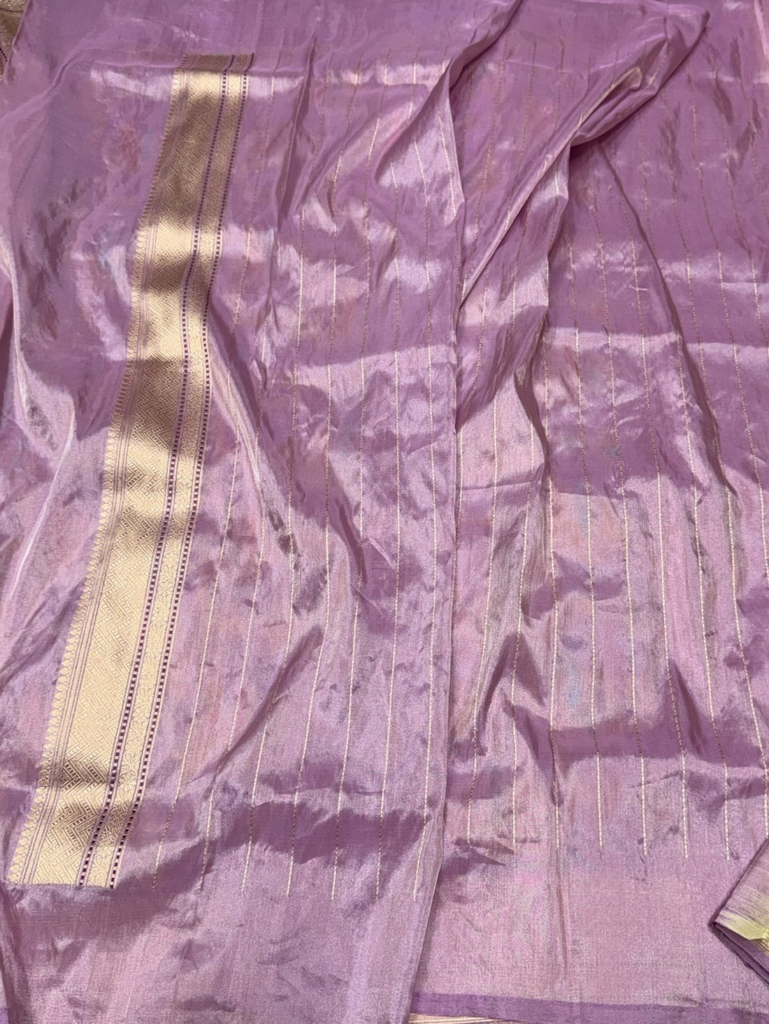 Lavender Handwoven Pure Banarasi Tissue Saree