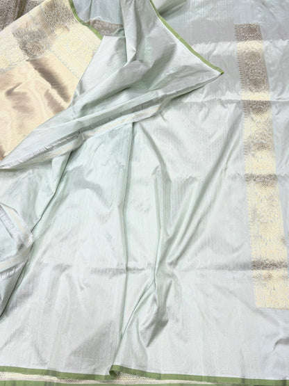 Sky Blue Pure Banarasi Silk Brocade Saree in Katan Mulberry Silk – Classic Banaras Weave