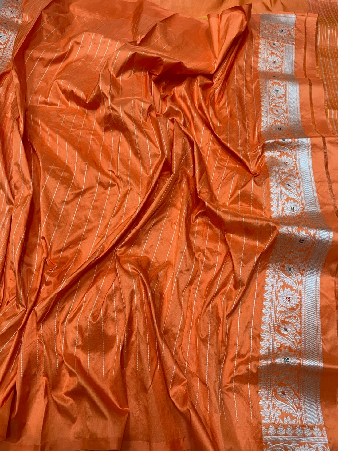 Orange Handwoven Pure Banarasi Silk Saree