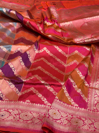 Multicolour Banarasi Pure Silk Saree