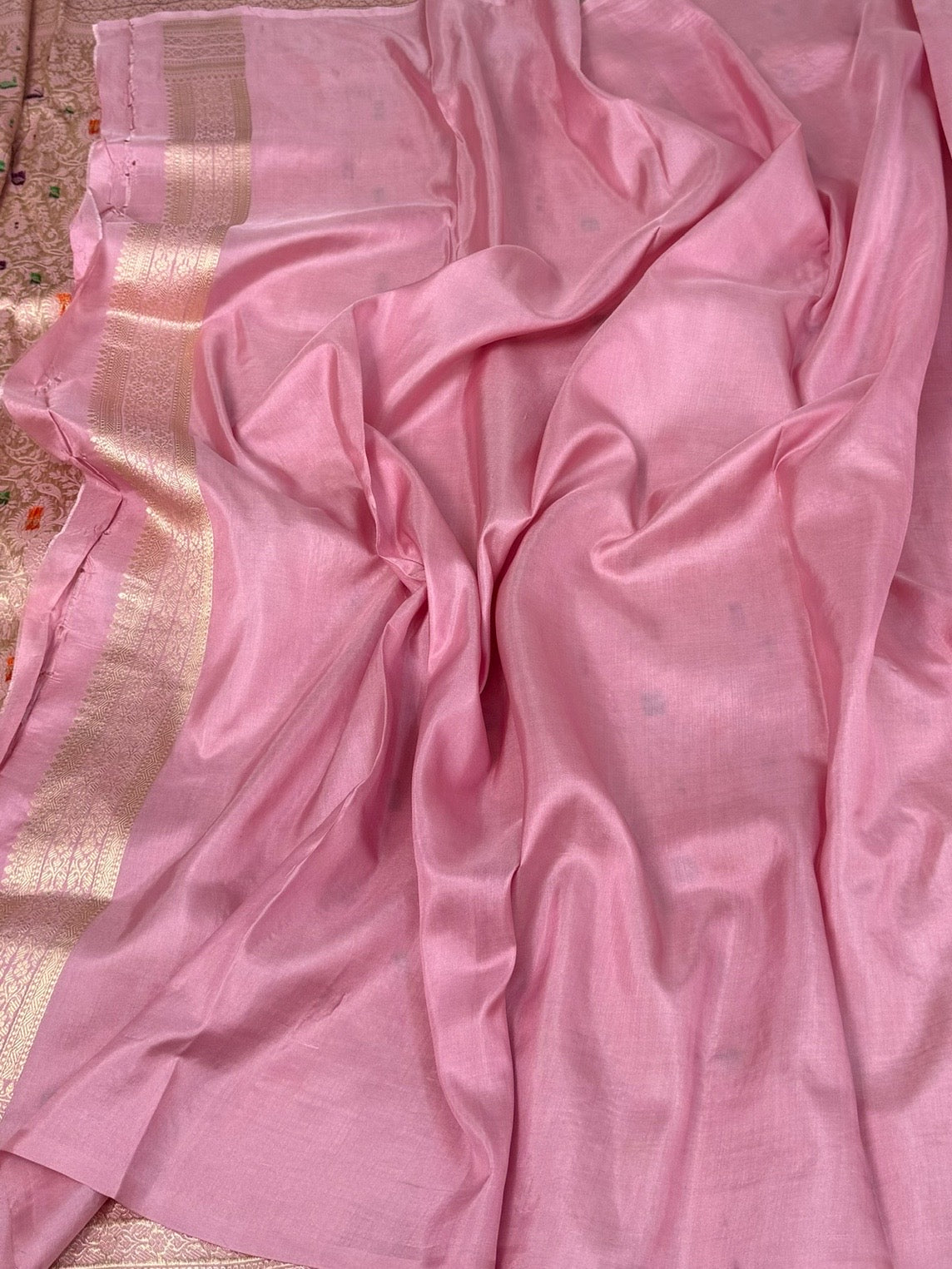 Powder Pink Banarasi Minakari Pure Katan Silk Brocade Saree