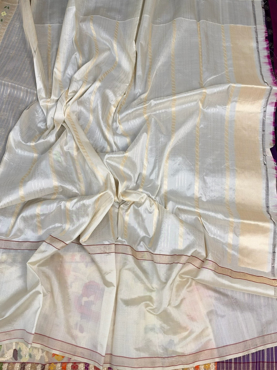 Purple Handwoven Pure Banarasi Katan Silk Saree