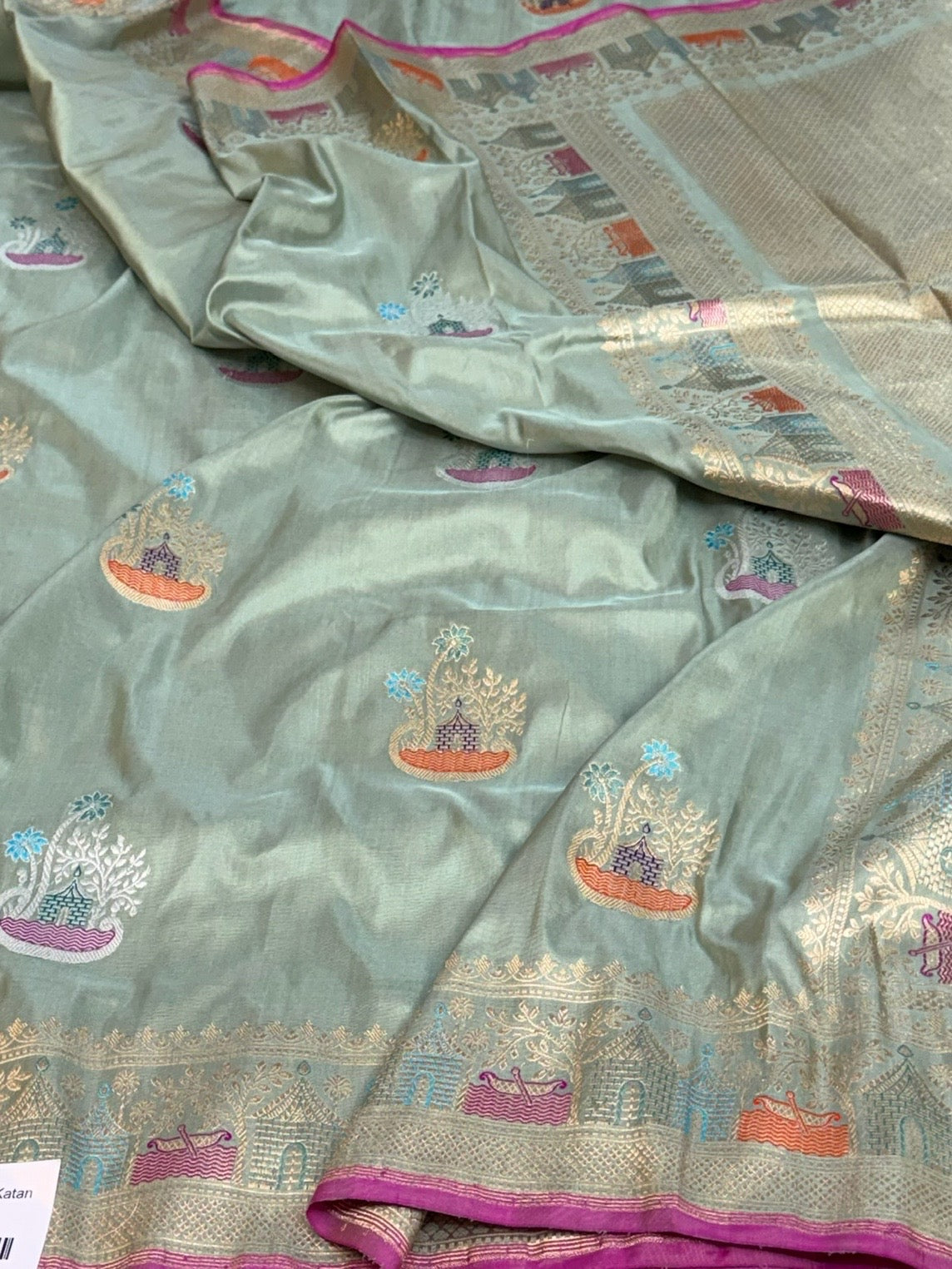 Sage Green Handwoven Pure Banarasi Silk Saree