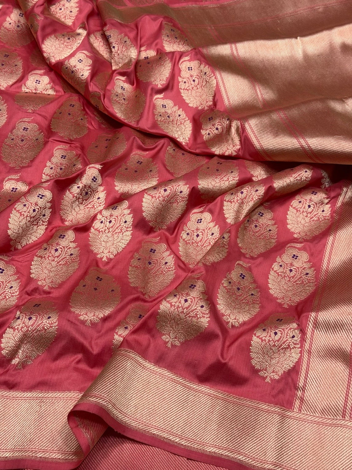 Peach Handwoven Pure Banarasi Silk Saree
