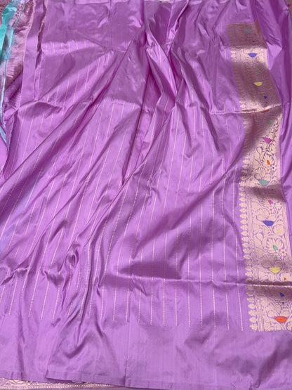 Pastel Pink Handwoven Pure Banarasi Silk Saree