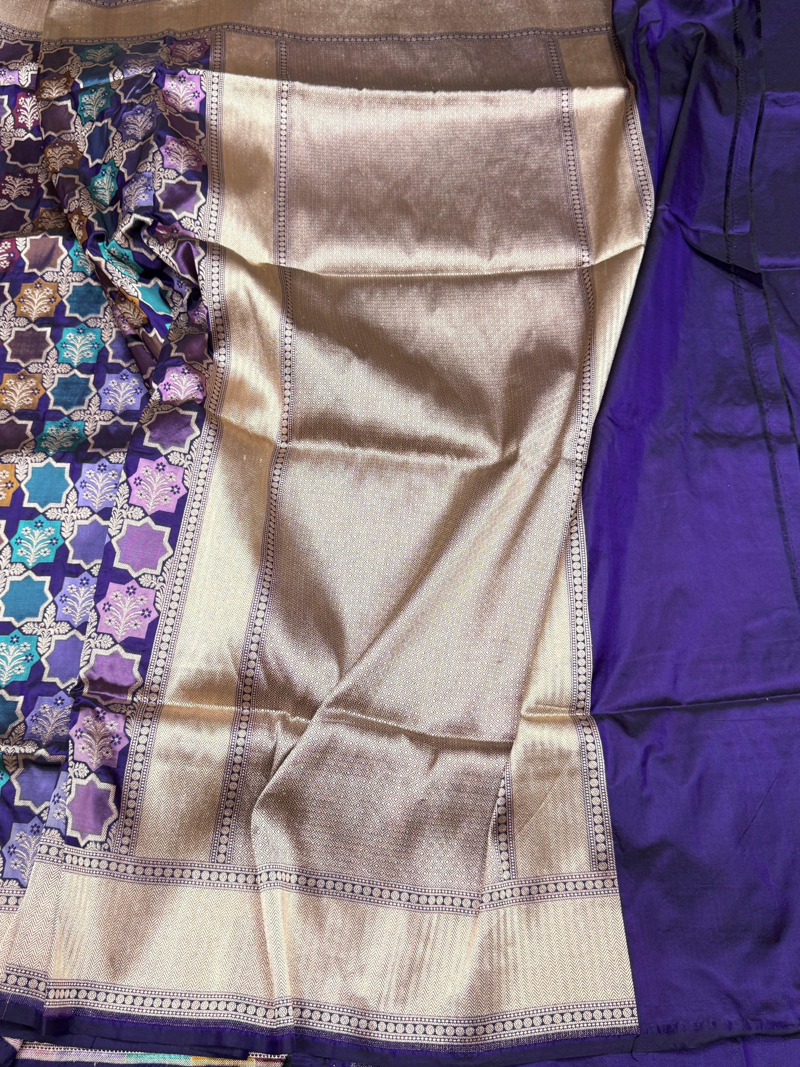 Purple Banarasi Pure Rangkaat Silk Saree