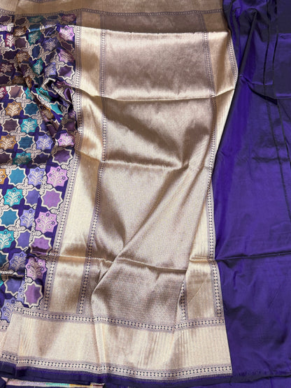 Purple Banarasi Pure Rangkaat Silk Saree