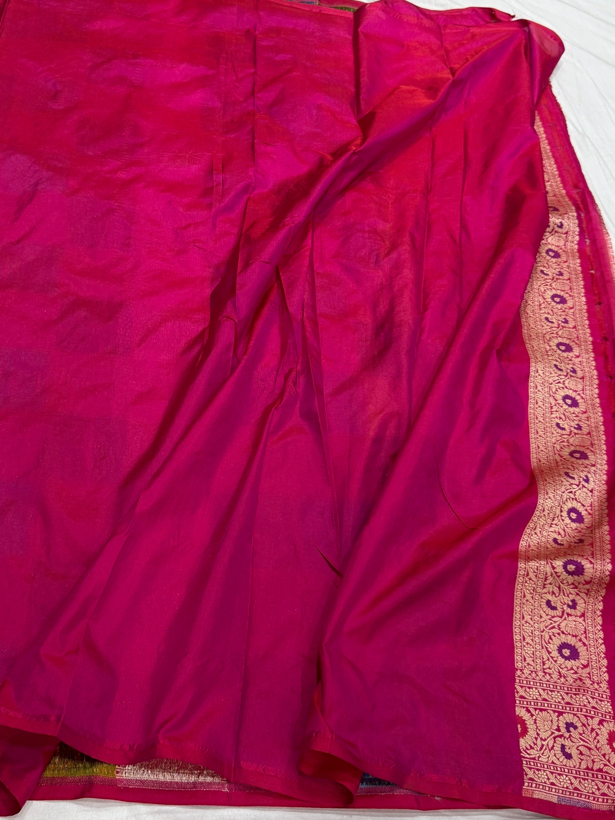 Rani Pink Rangkaat Pure Banarasi Silk Saree