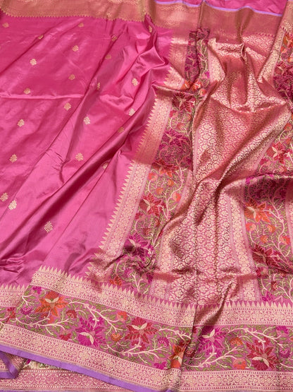 Gajiri Pink Handwoven Pure Banarasi Silk Saree