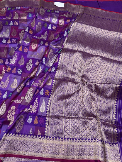 Purple Rangkaat Handwoven Pure Banarasi Silk Saree
