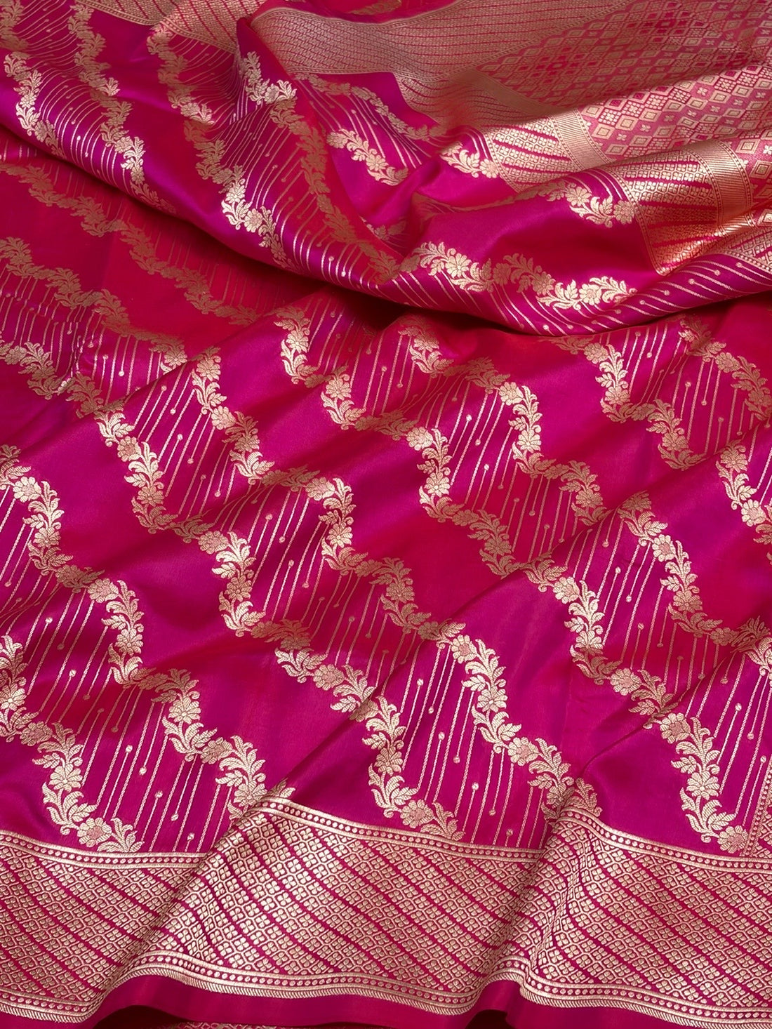 Rani Pink Banarasi Pure Katan Silk Saree