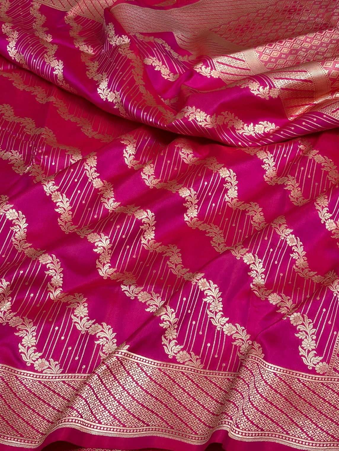 Rani Pink Banarasi Pure Katan Silk Saree