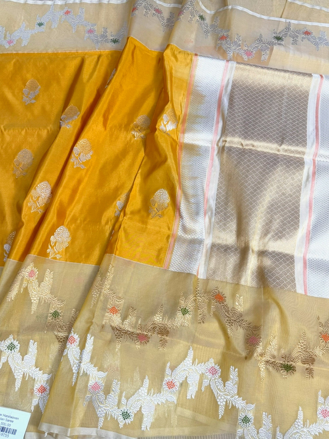 Yellow Handwoven Pure Katan Silk Saree