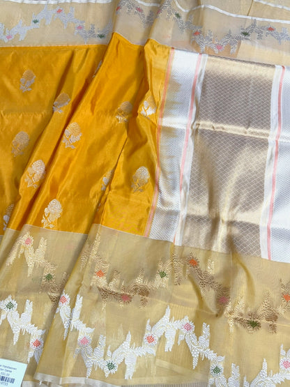 Yellow Handwoven Pure Katan Silk Saree