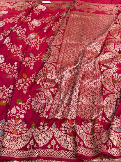 Rani Red Handwoven Pure Banarasi Silk Saree
