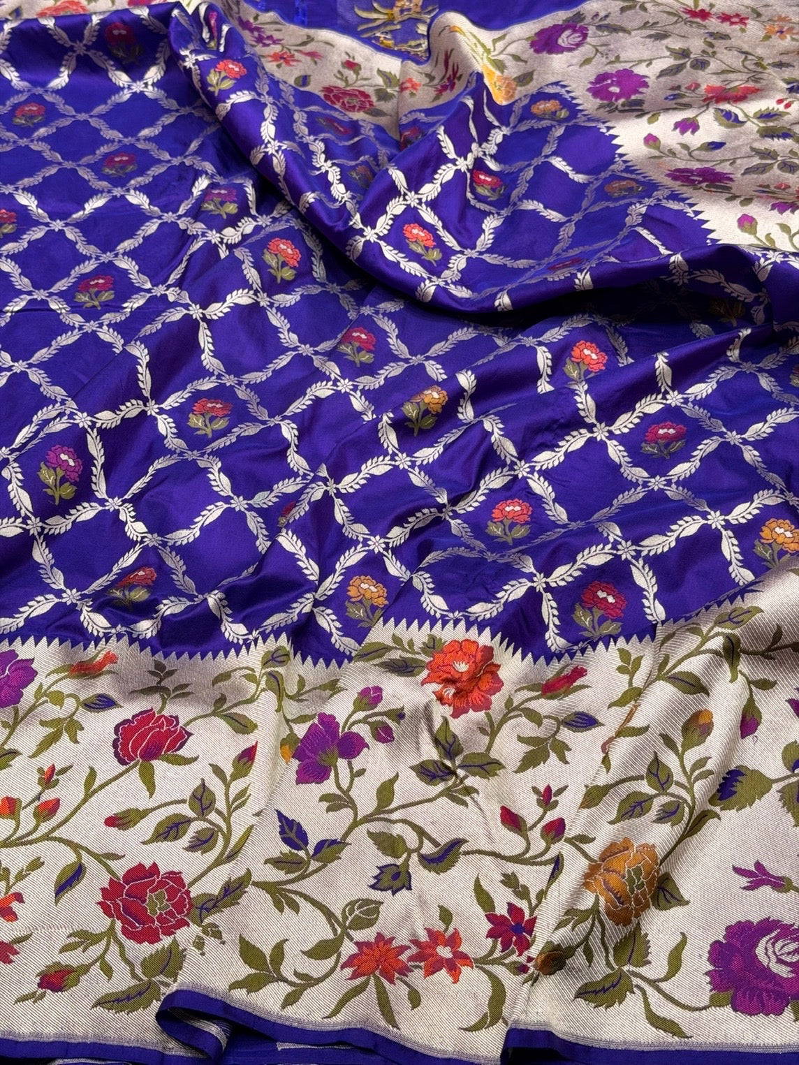 Paithni Banarasi Minakari Pure Katan Silk Saree | Pure Silk | Minakari Work | Cutwork Technique | Banarasi Katan Silk Saree