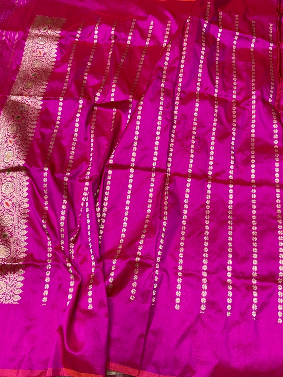 Rani Pink Handwoven Pure Banarasi Silk Saree