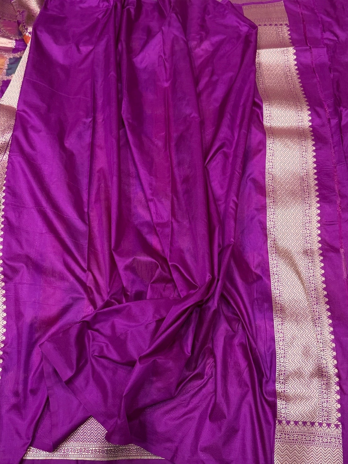 Magenta Pink Banarasi Pure Rangkaat Silk Saree – Cutwork Weave in 100% Pure Katan Silk