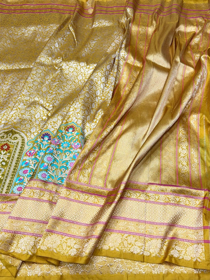 Yellow Handwoven Pure Banarasi Silk Saree