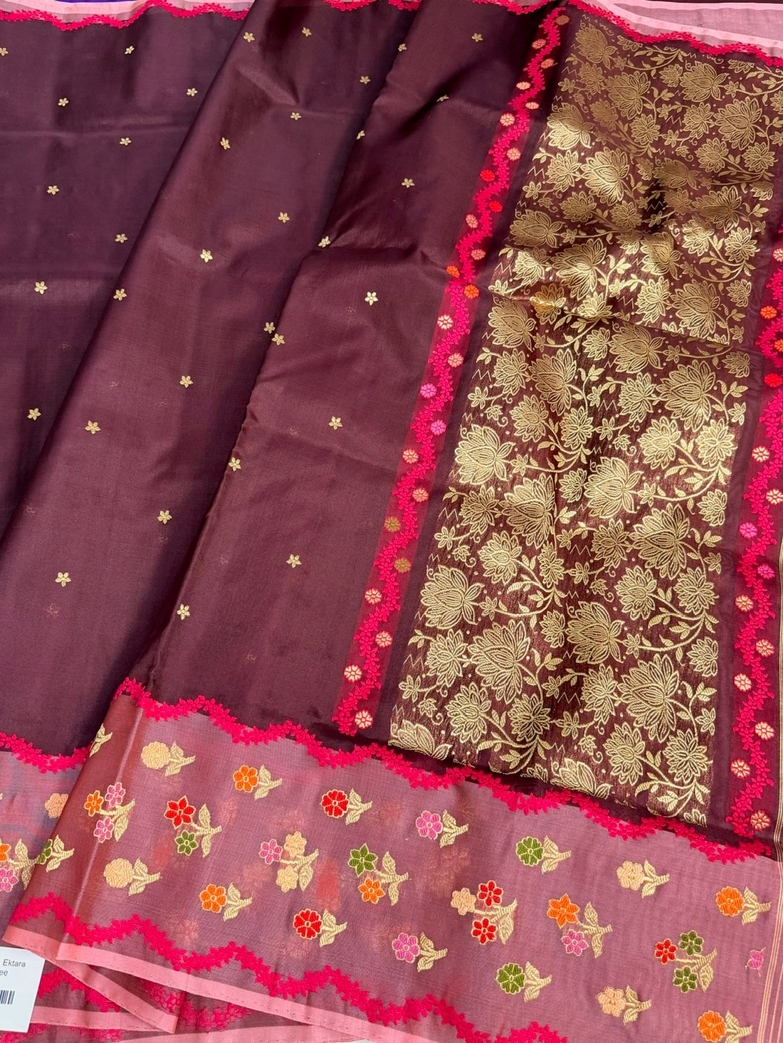 Wine Handwoven Pure Organza Silk Saree