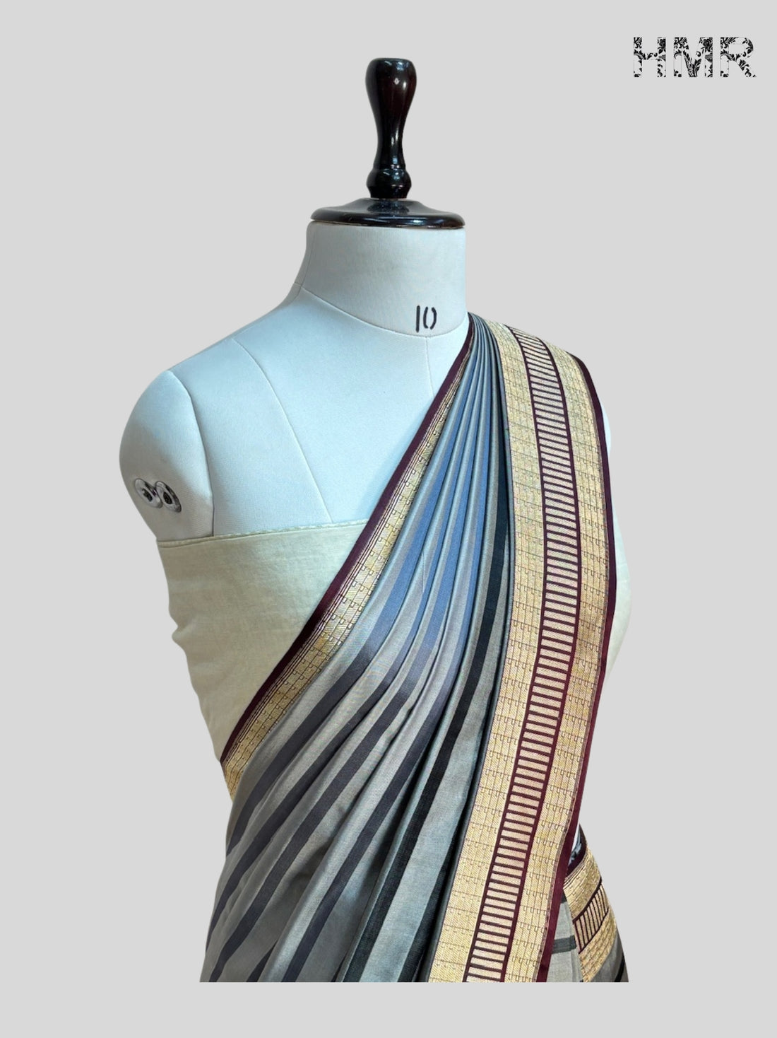 Ash Grey Handwoven Banarasi Pure Satin Tanchoi Silk Saree