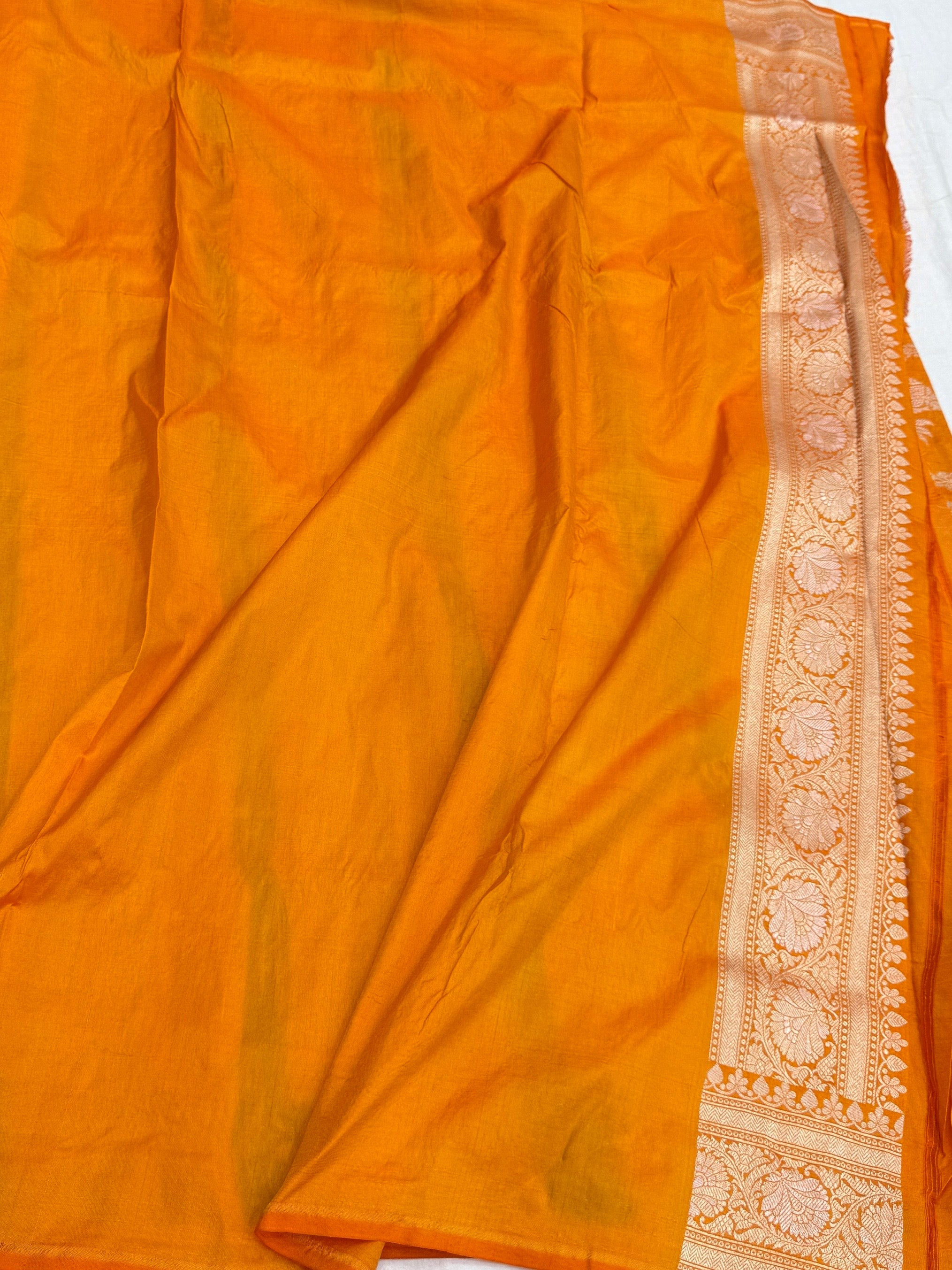 Orange Minakari Pure Banarasi Silk Saree