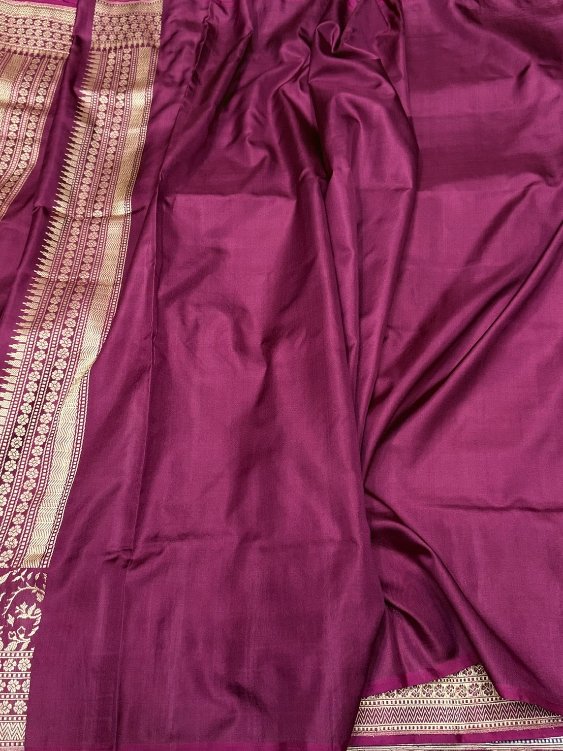 Wine Handwoven Pure Banarasi Silk Saree