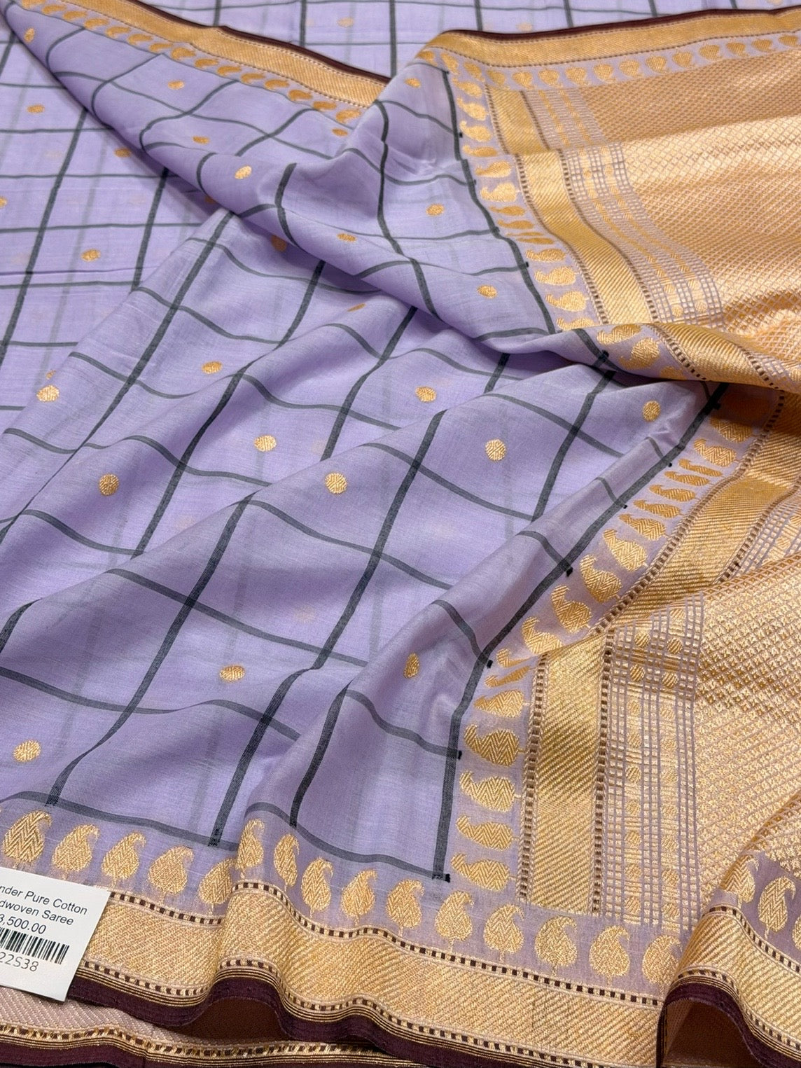 Lavender Handwoven Banarasi Pure Cotton Saree