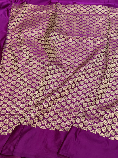Magenta Pink Handwoven Banarasi Pure Mashru Satin Silk Saree