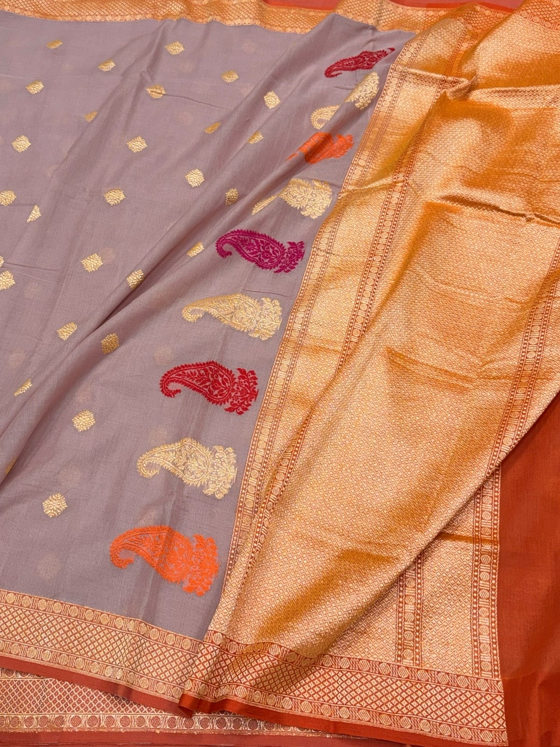 Mauve Handwoven Banarasi Pure Cotton Saree