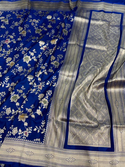 Royal Blue Banarasi Minakari Pure Katan Silk Saree