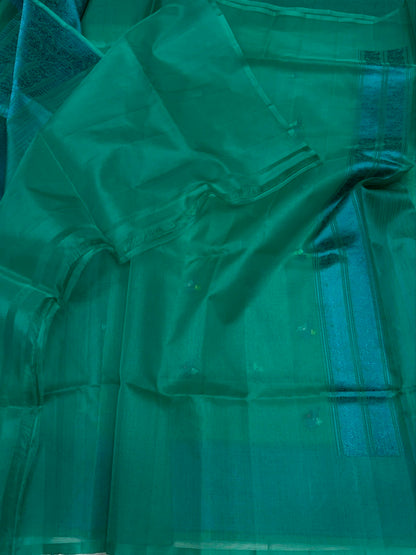 Teal Green Handwoven Pure Organza Silk Saree