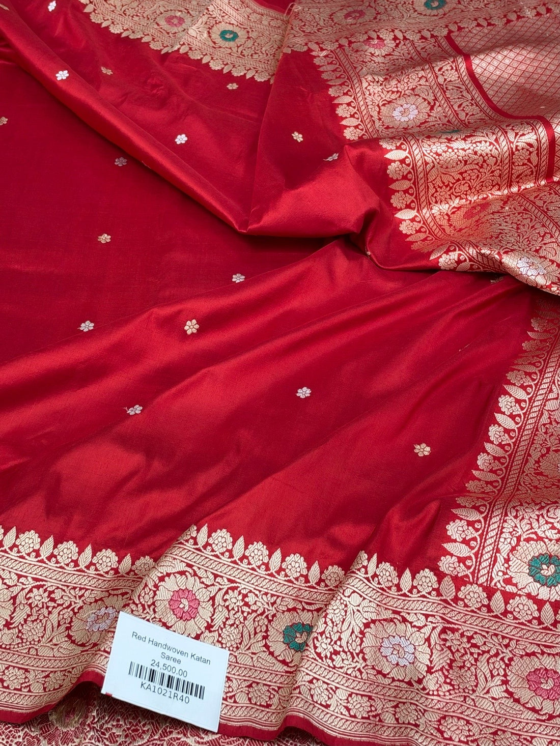 Red Handwoven Pure Banarasi Katan Silk Saree